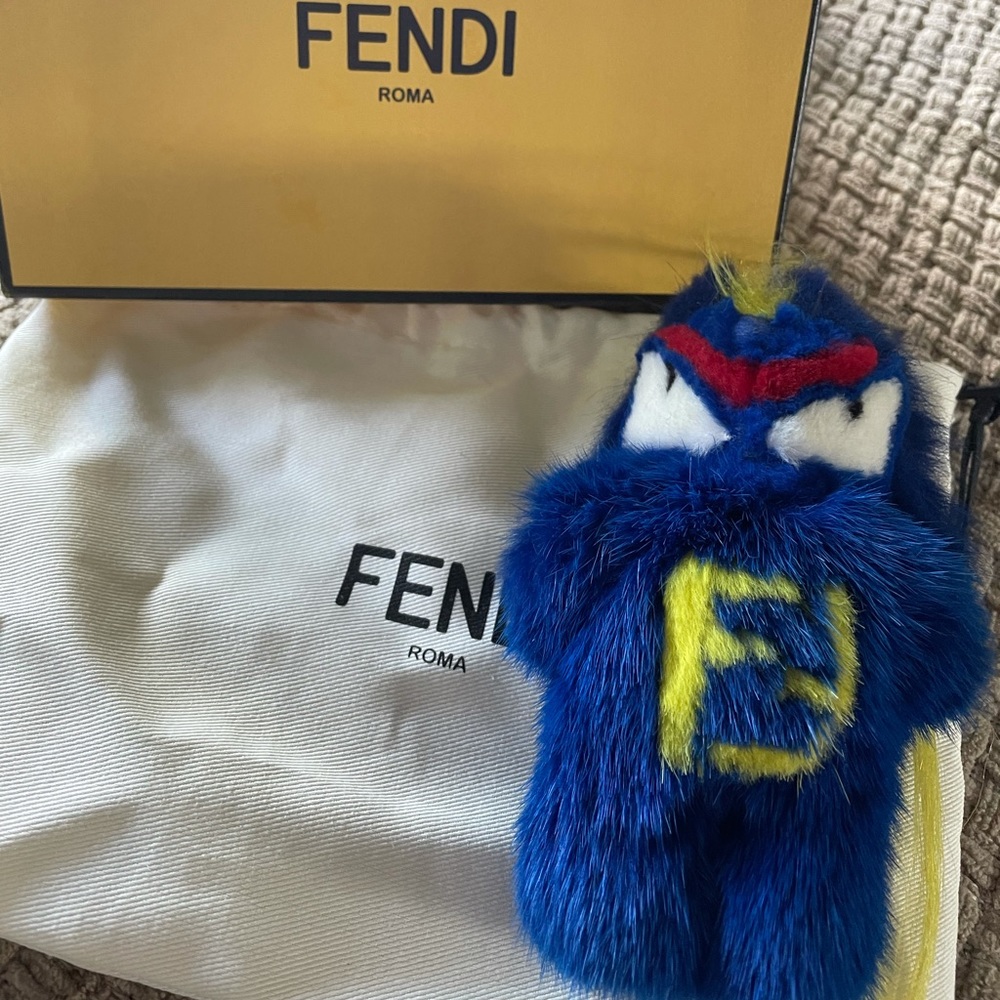 Fendi Blue Fendirumi Mink/ Pom Pom keychain